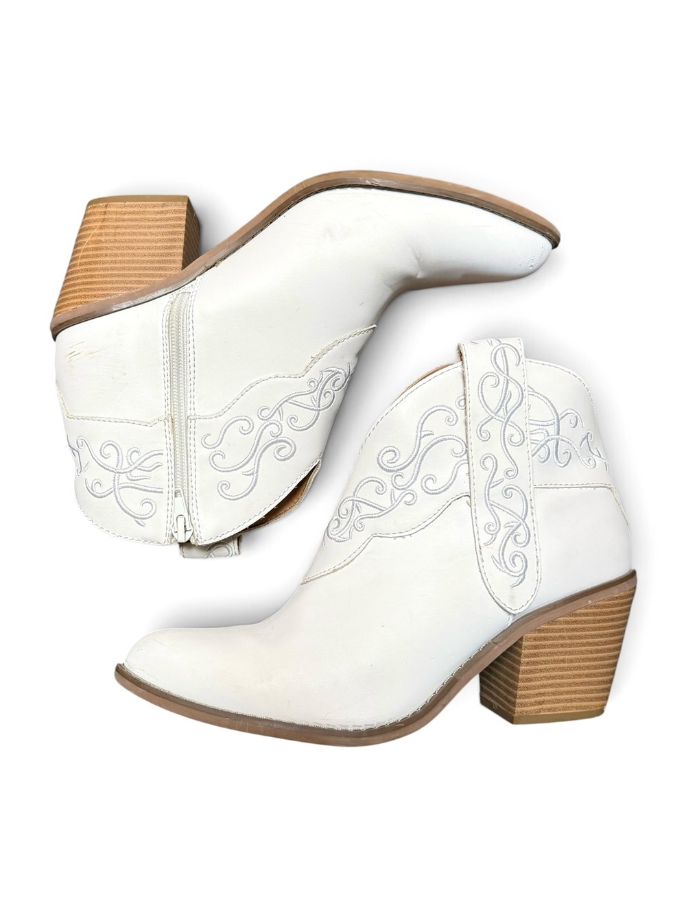 Code West White Western Cowboy Ankle Boots